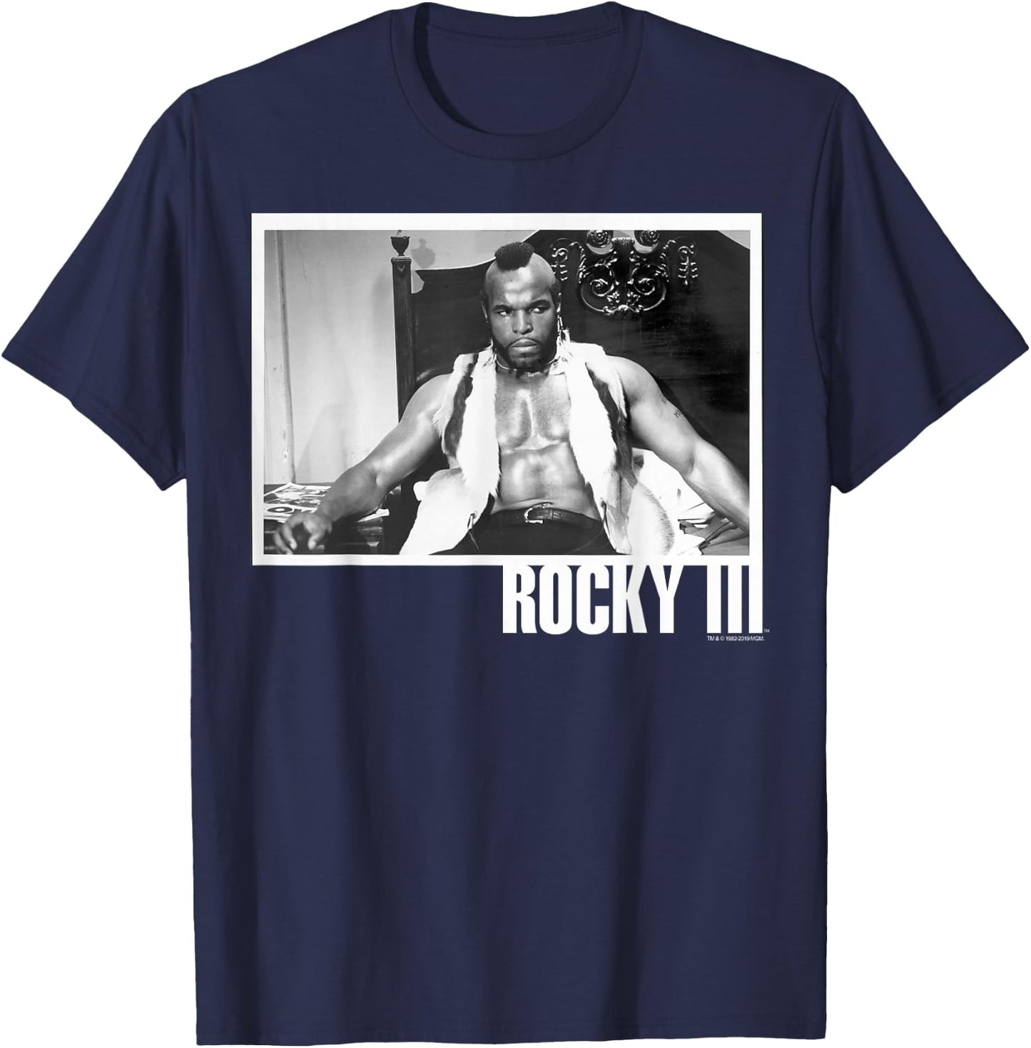 Rocky 3 Clubber Lang Black And White Photograph T-Shirt - T-Shirt | Navy