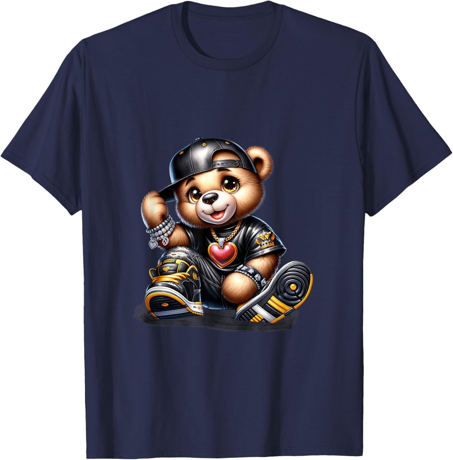 Small Cute Hip-Hop Teddy Bear Urban Teddy Bear T-Shirt - T-Shirt | Navy