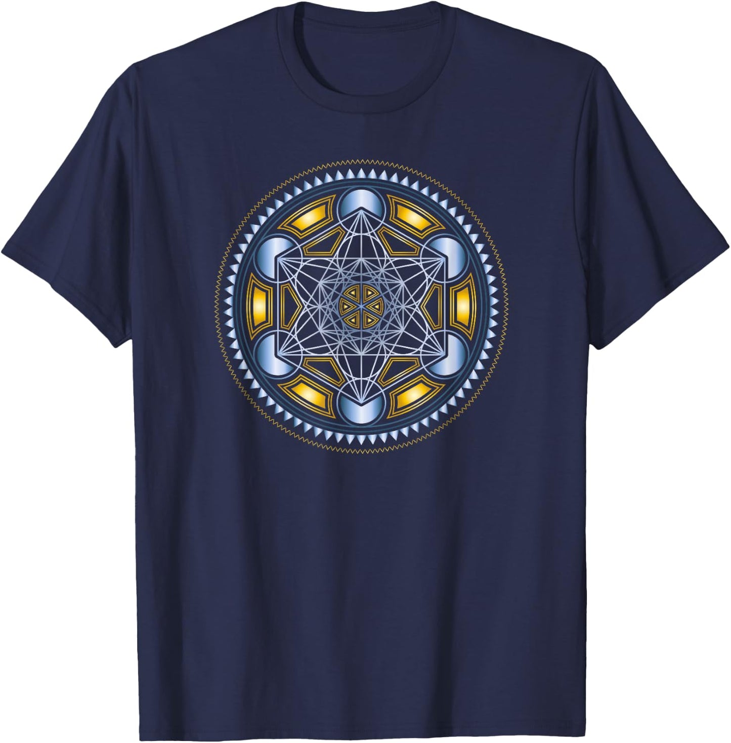 Sacred Geometry Yoga Metatrons Cube Festival Math 4D T-Shirt - T-Shirt | Navy