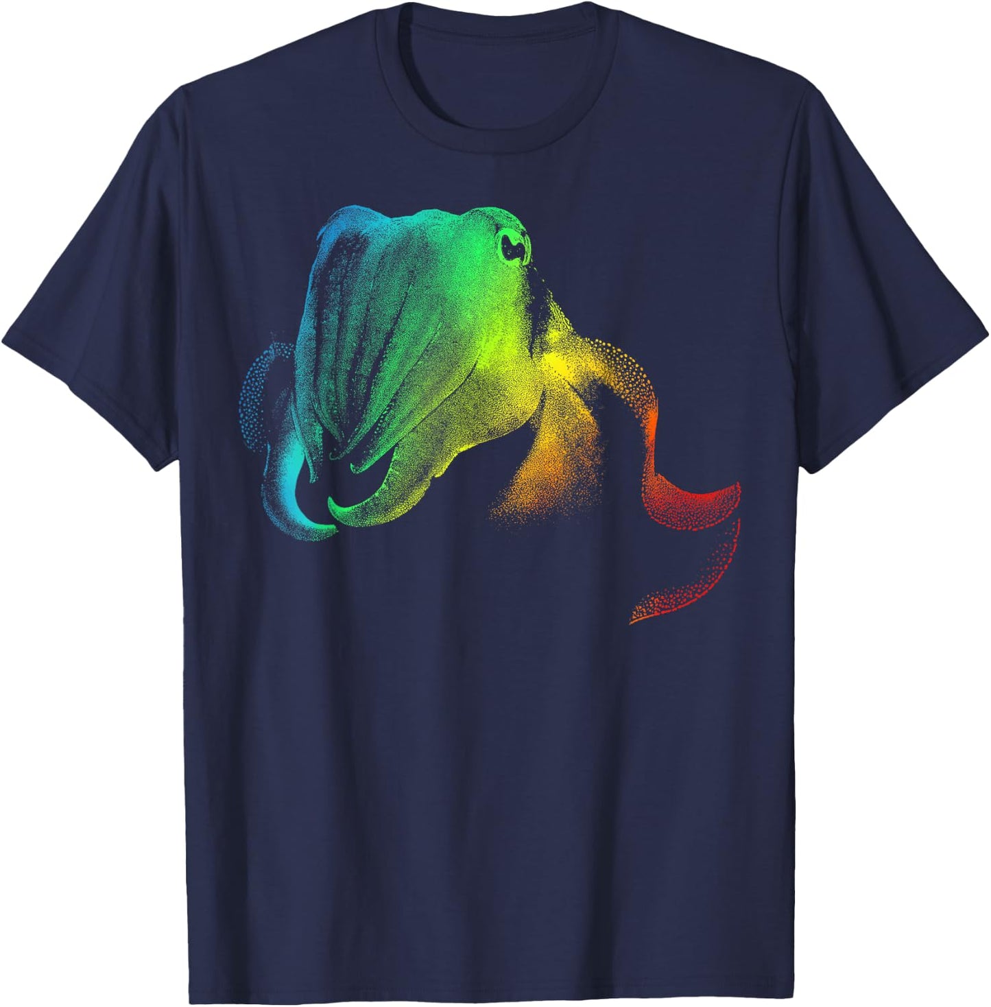 CUTTLEFISH Colorful Rainbow Retro T-Shirt - T-Shirt | Navy