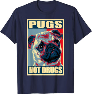 Pugs Not Drugs Propaganda T-Shirt - T-Shirt | Navy