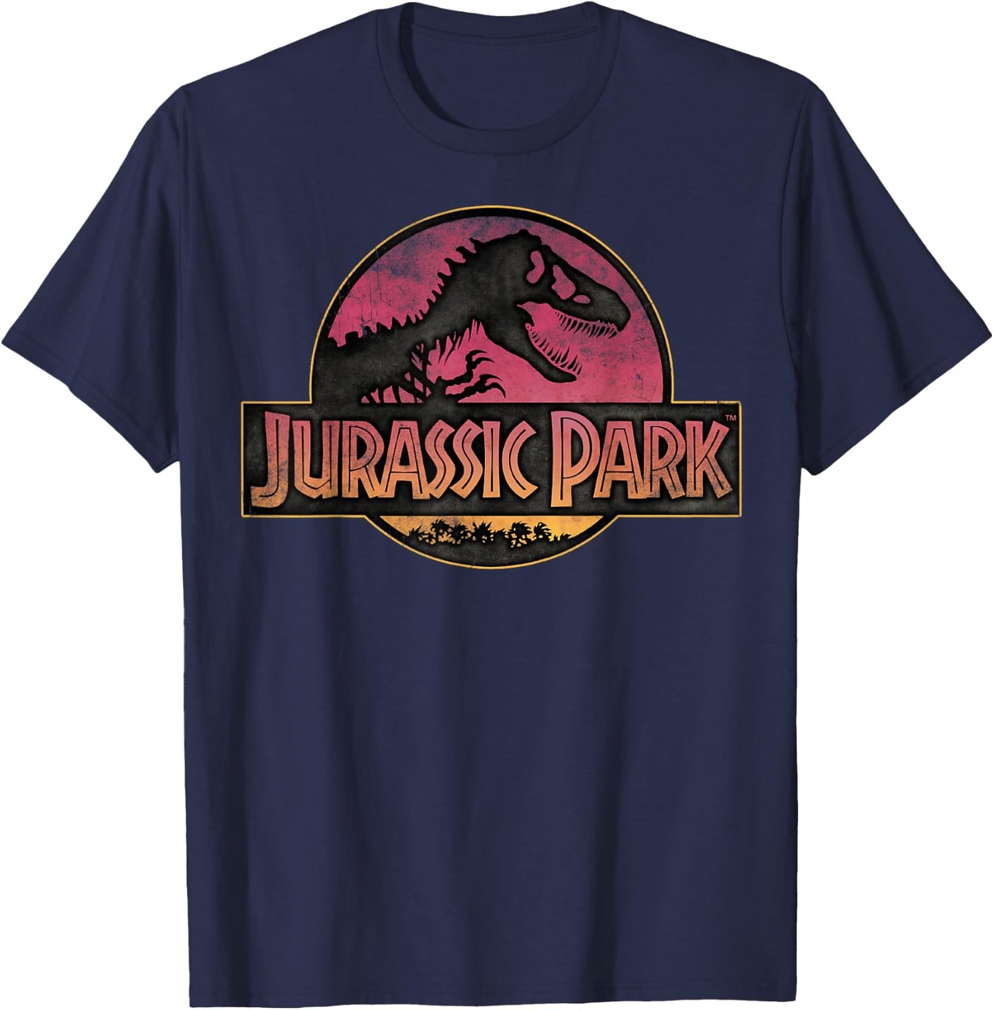 Jurassic Park Logo Gradient Sunset T-Shirt - T-Shirt | Navy