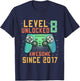 Kids Level 8 Unlocked 8th Birthday 8 Year Old Boy Gifts Gaming T-Shirt - T-Shirt | Navy