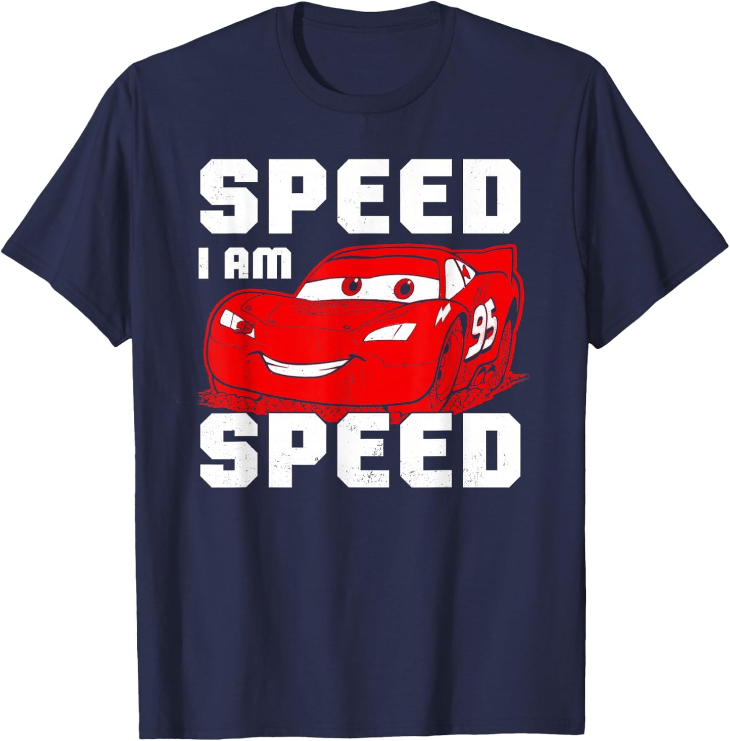 Disney Pixar Cars Lightning McQueen I Am Speed Vintage Logo T-Shirt - T-Shirt | Navy