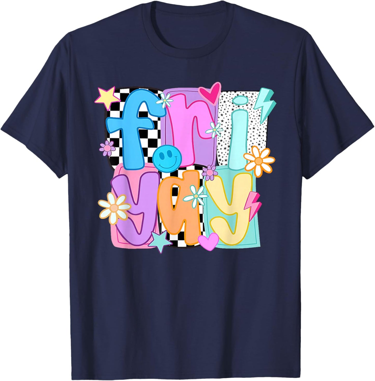 Friyay Teacher Happy First Day of School Back to School T-Shirt - T-Shirt | Navy
