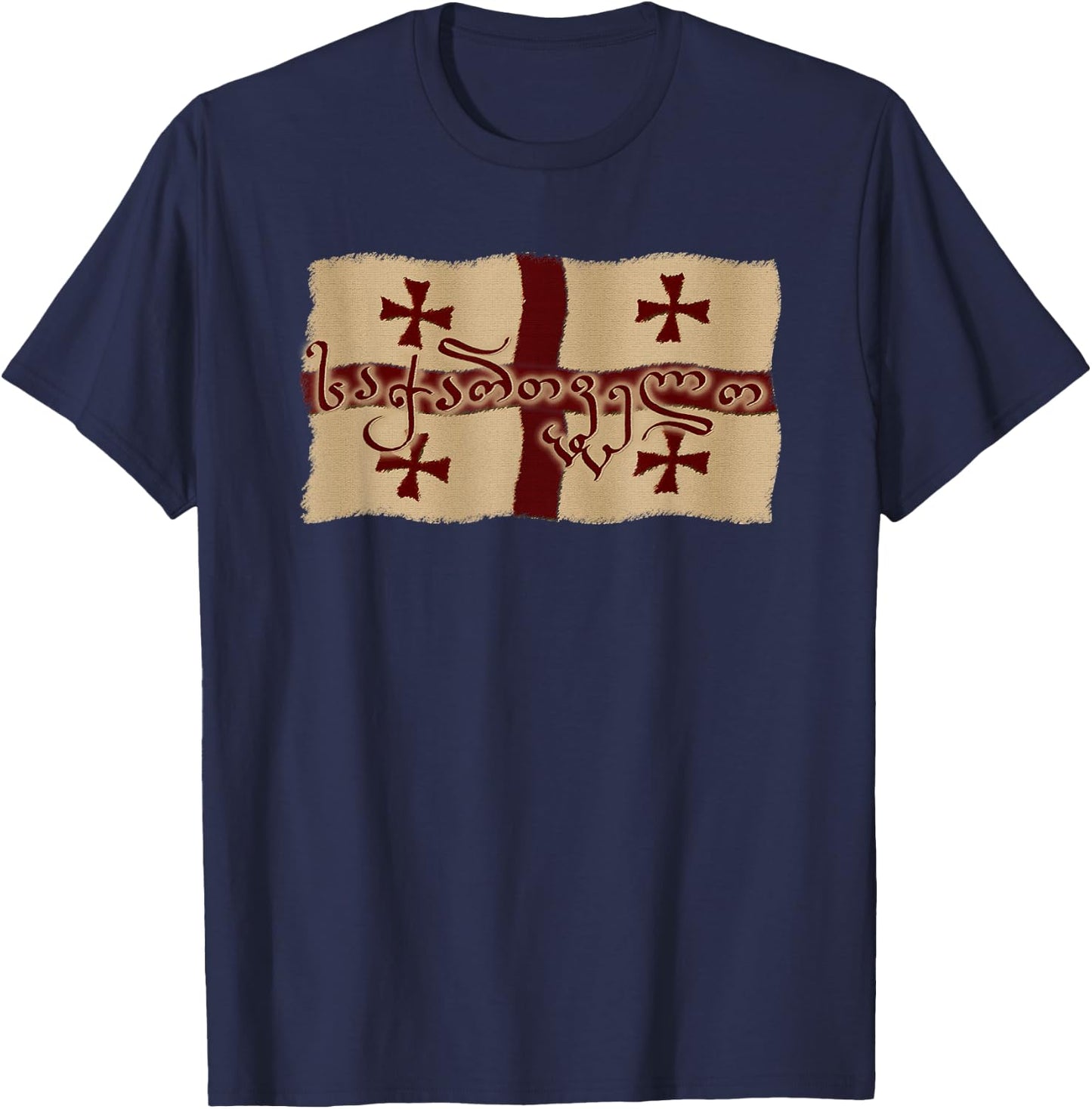Republic of Georgia flag, Sakartvelo T-Shirt - T-Shirt | Navy
