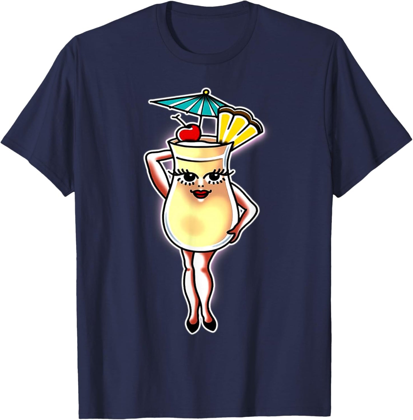 Pina Colada Pineapple Coconut Lady Drink T-Shirt - T-Shirt | Navy
