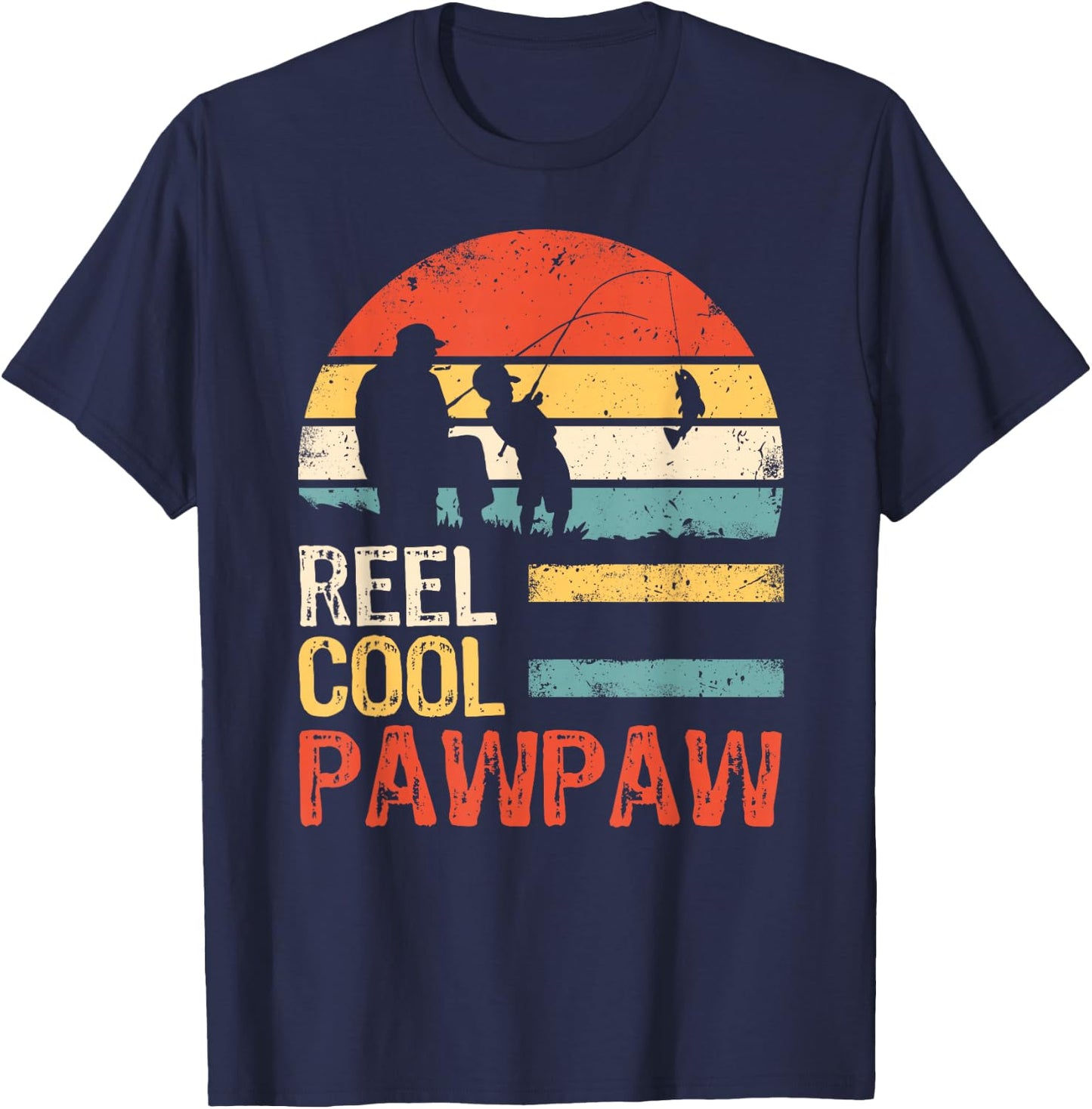 Father's Day Gifts - Fishing Reel Cool Pawpaw T-Shirt - T-Shirt | Navy