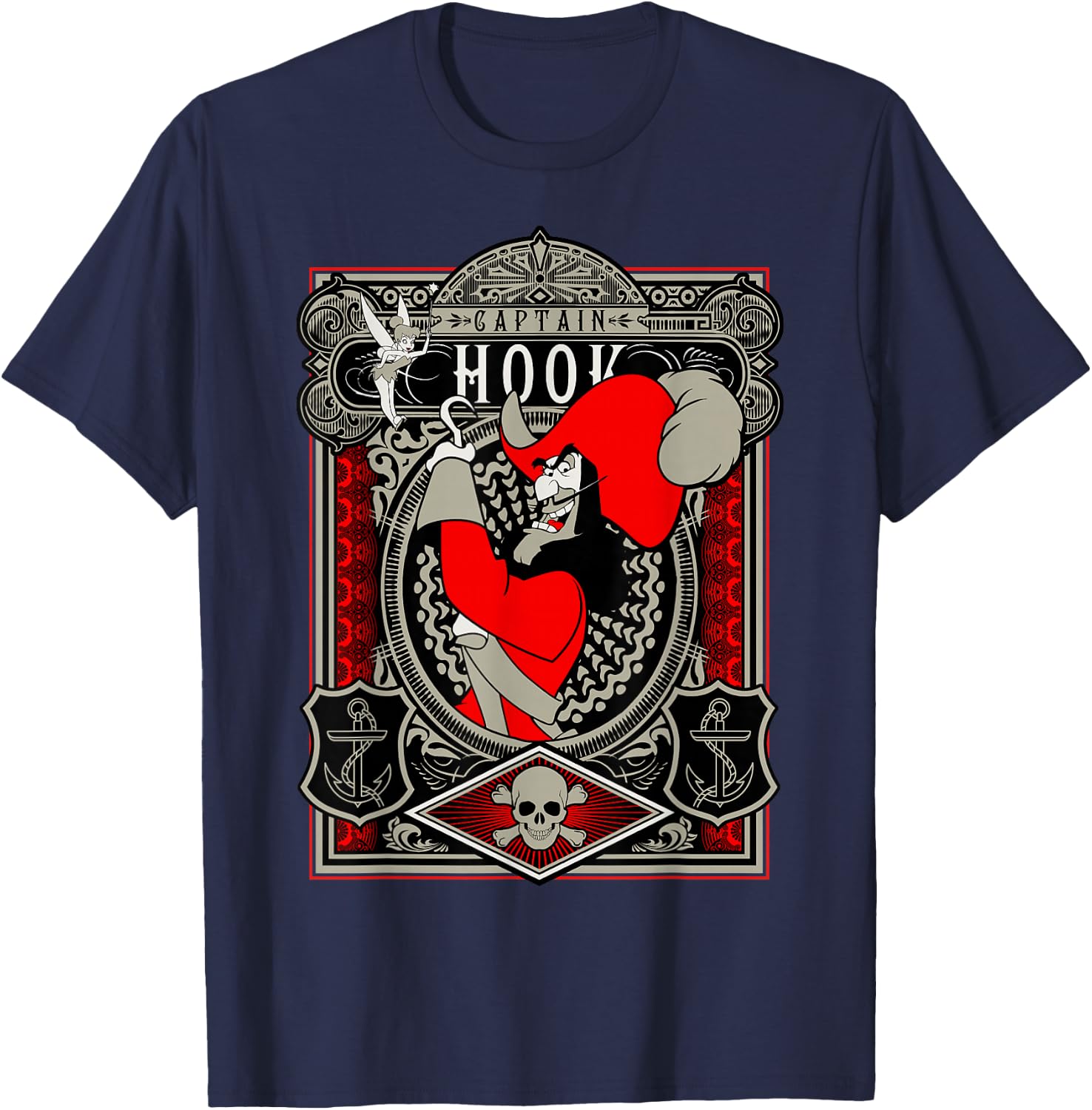 Disney Peter Pan Captain Hook Poster T-Shirt - T-Shirt | Navy