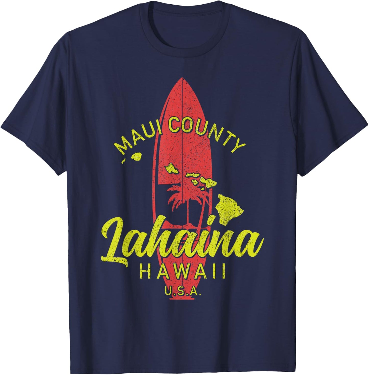 Maui County Lahaina Hawaii Surf Surfing Surfer Hawaiian T-Shirt - T-Shirt | Navy