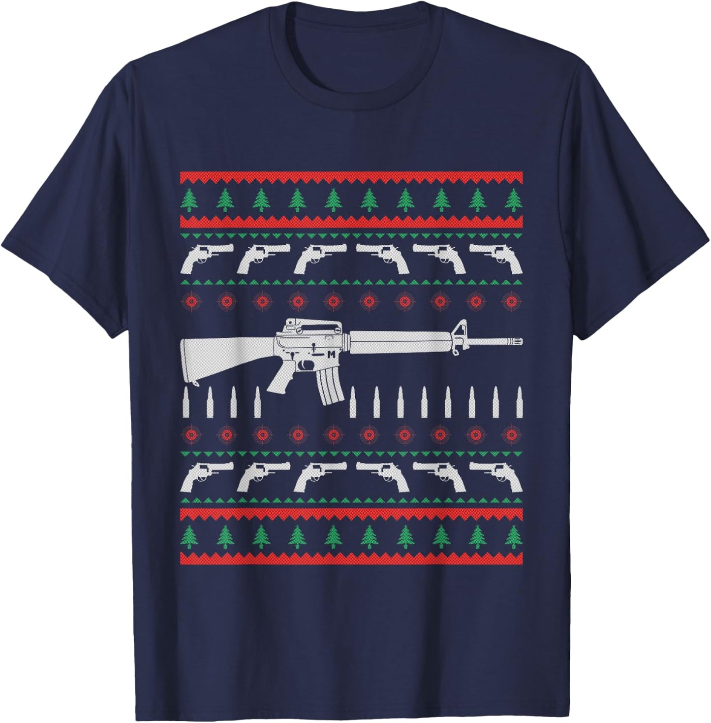 I Want Guns For Christmas Ugly Christmas Sweater T-Shirt - T-Shirt | Navy