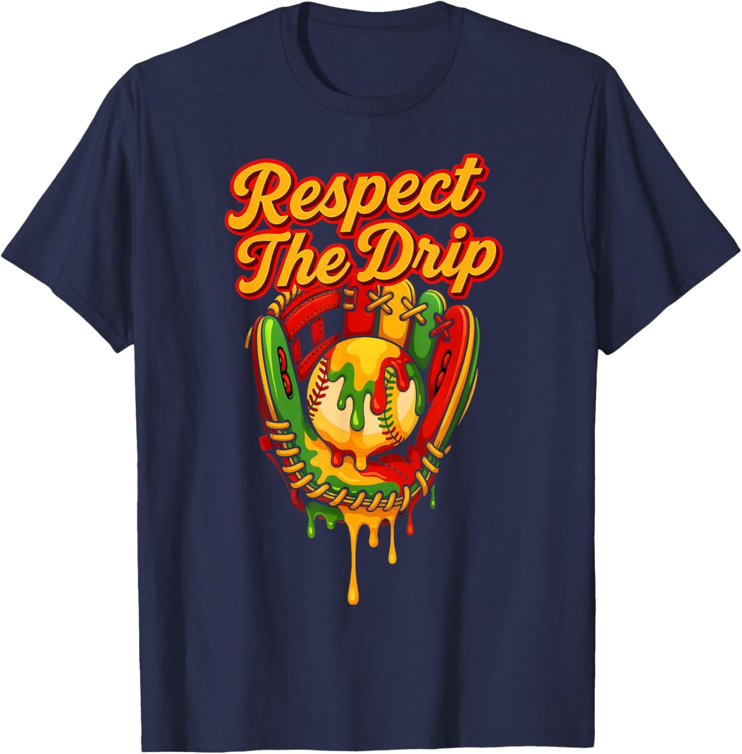 Baseball Drip Juneteenth Black Pride African American 1865 T-Shirt - T-Shirt | Navy