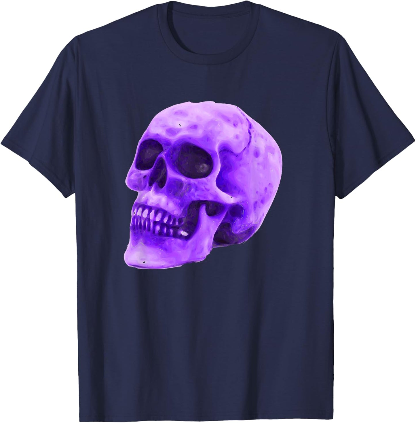 Purple Skull Biker Design T-Shirt - T-Shirt | Navy