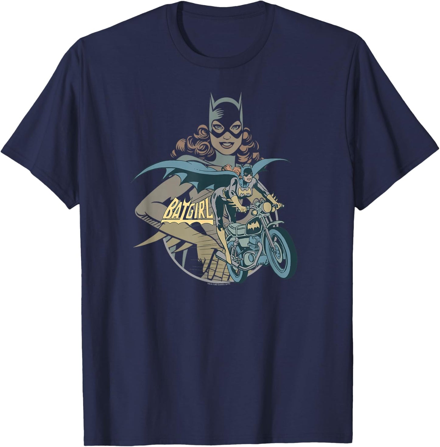 DC Comics Batgirl Biker , Women's, , Grey, Small, Short Sleeve, Cotton Blend, , Classic Fit T-Shirt - T-Shirt | Navy