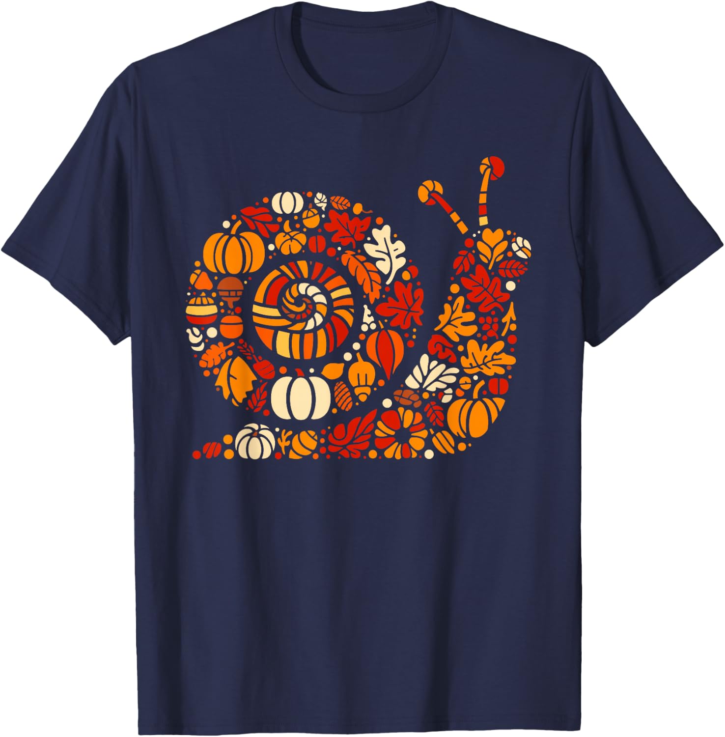 Autumn Pumpkin Fall Snail Thanksgiving Kids T-Shirt - T-Shirt | Navy