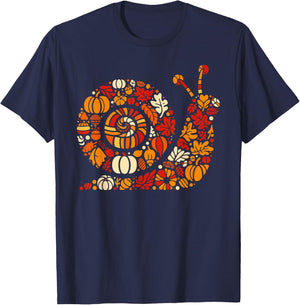 Autumn Pumpkin Fall Snail Thanksgiving Kids T-Shirt - T-Shirt | Navy