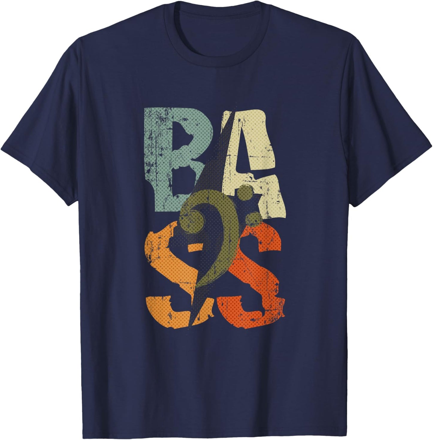 BASS Guitar Player Vintage Bass Clef for Bassist T-Shirt - T-Shirt | Navy