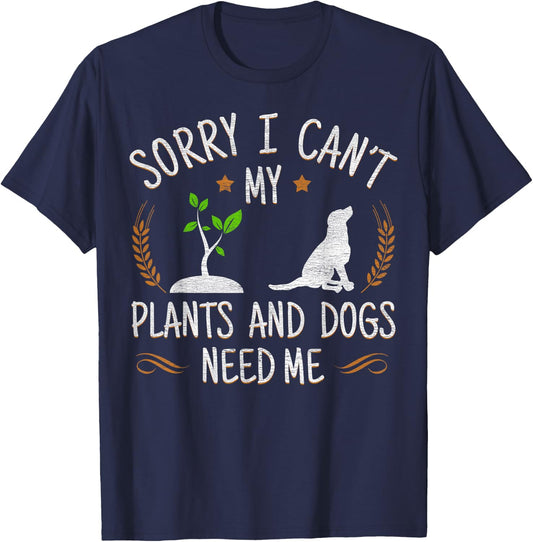 Plants and Dog Lover Gardener Funny Gardening T-Shirt - T-Shirt | Navy