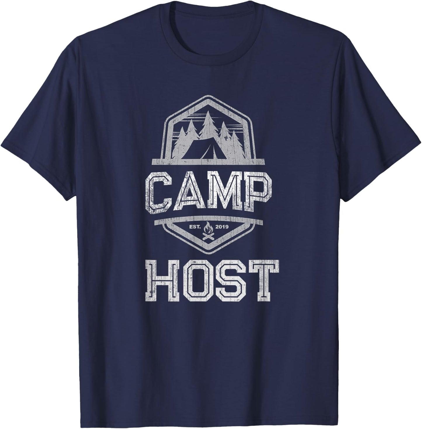 Retro CAMP HOST Campground Staff Campsite Team Hosting Crew T-Shirt - T-Shirt | Navy