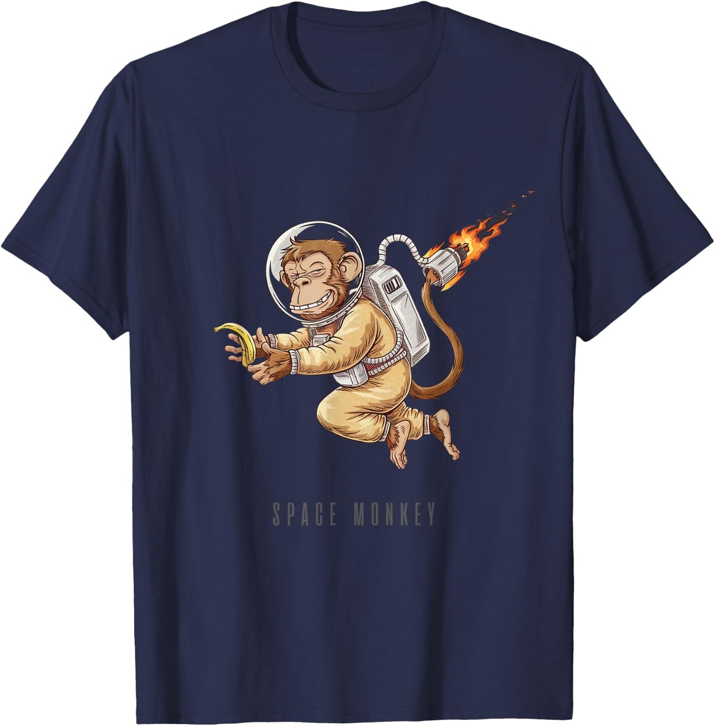 Space Monkey - The Monkey in Space with Banana T-Shirt - T-Shirt | Navy