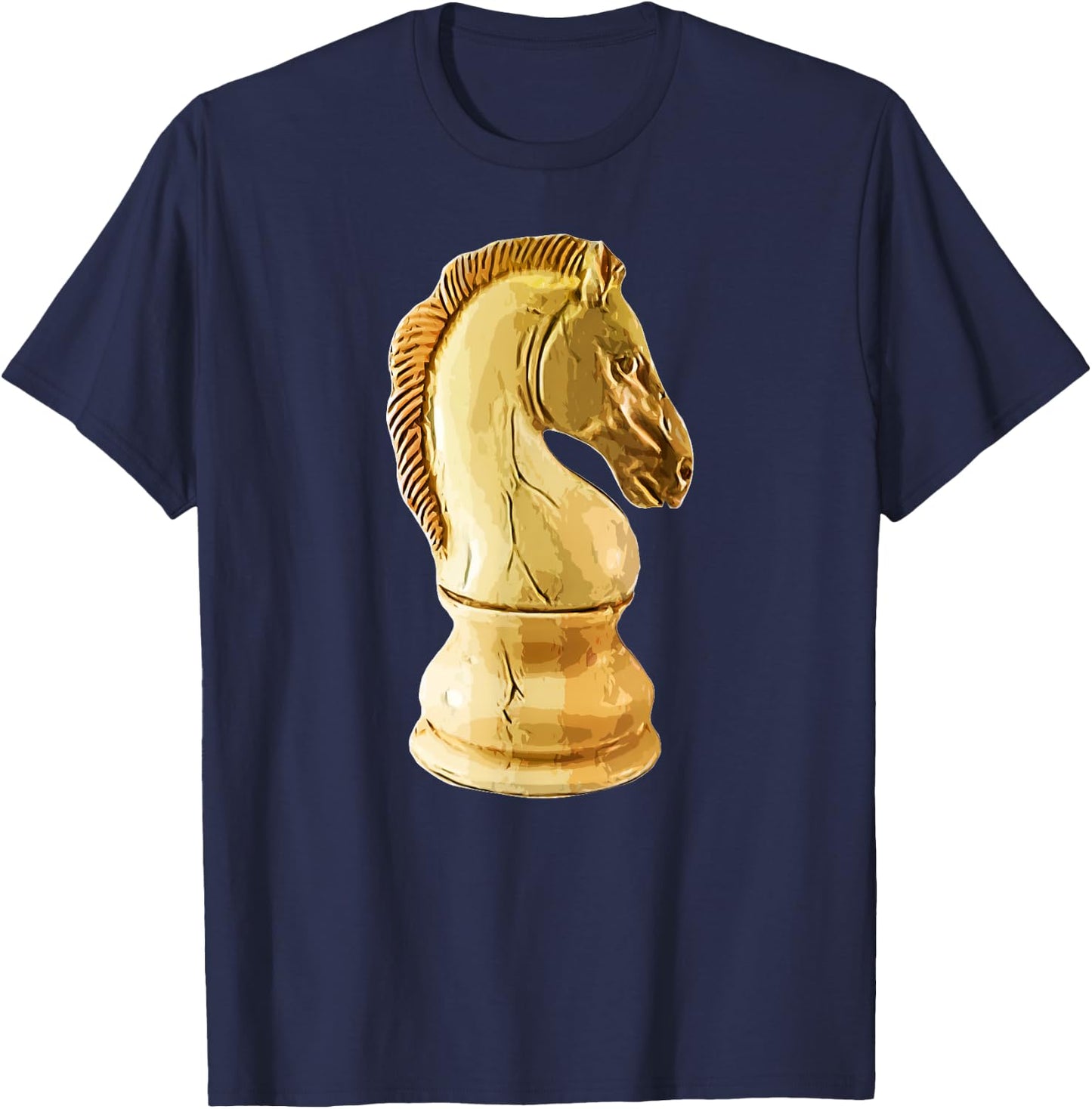 Wood Ivory Knight Chess Piece T-Shirt - T-Shirt | Navy