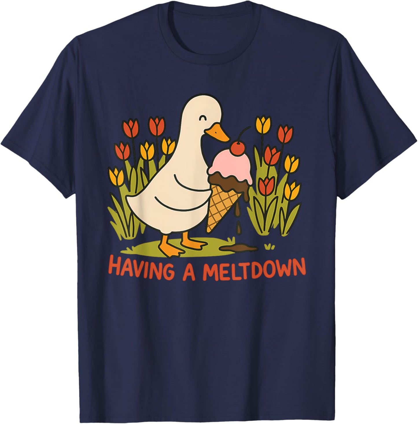 Having A Meltdown Funny Goose Design T-Shirt - T-Shirt | Navy
