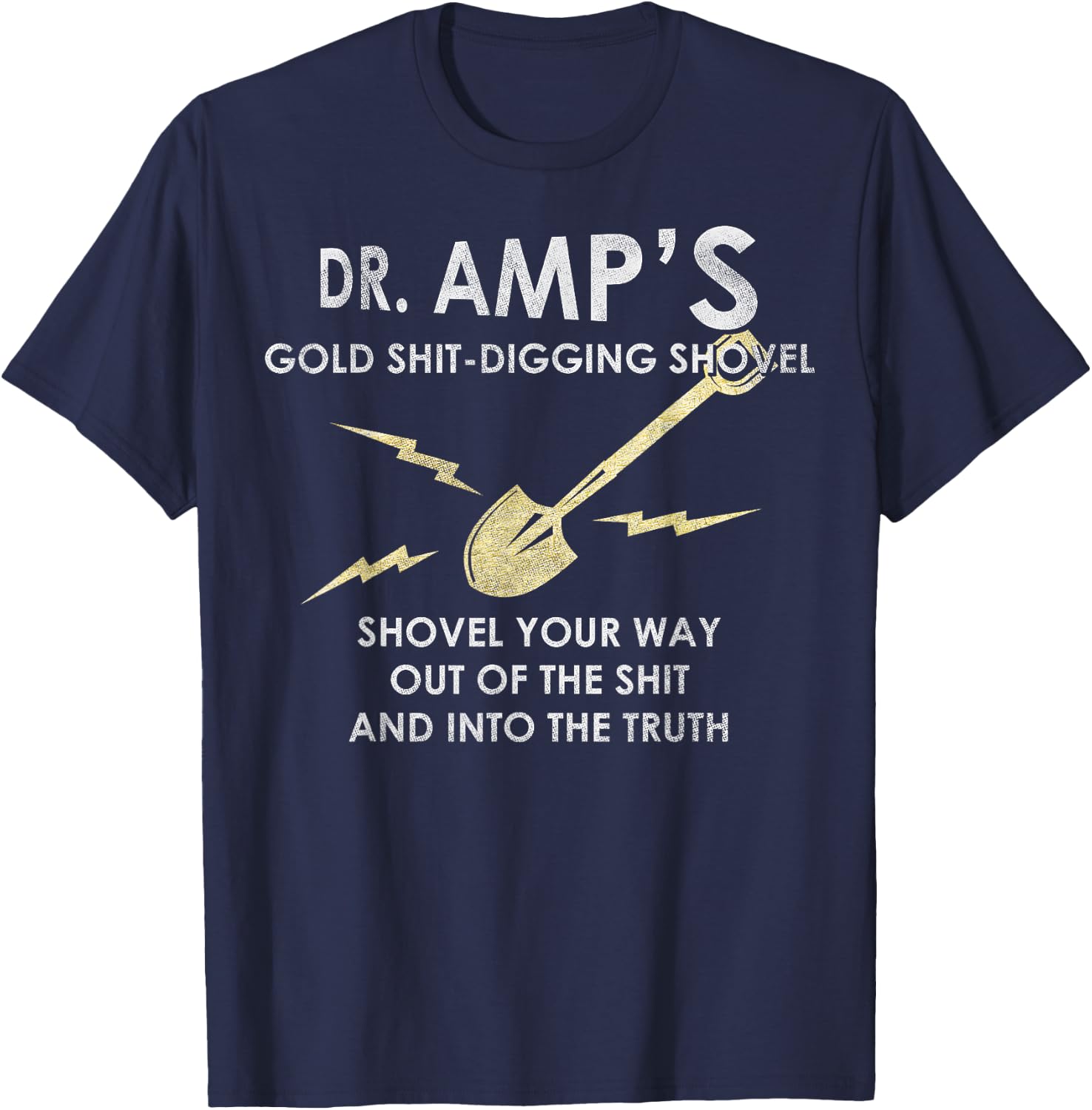 Twin Peaks Dr. Amps Gold Shovel Ad Logo Graphic T-Shirt - T-Shirt | Navy