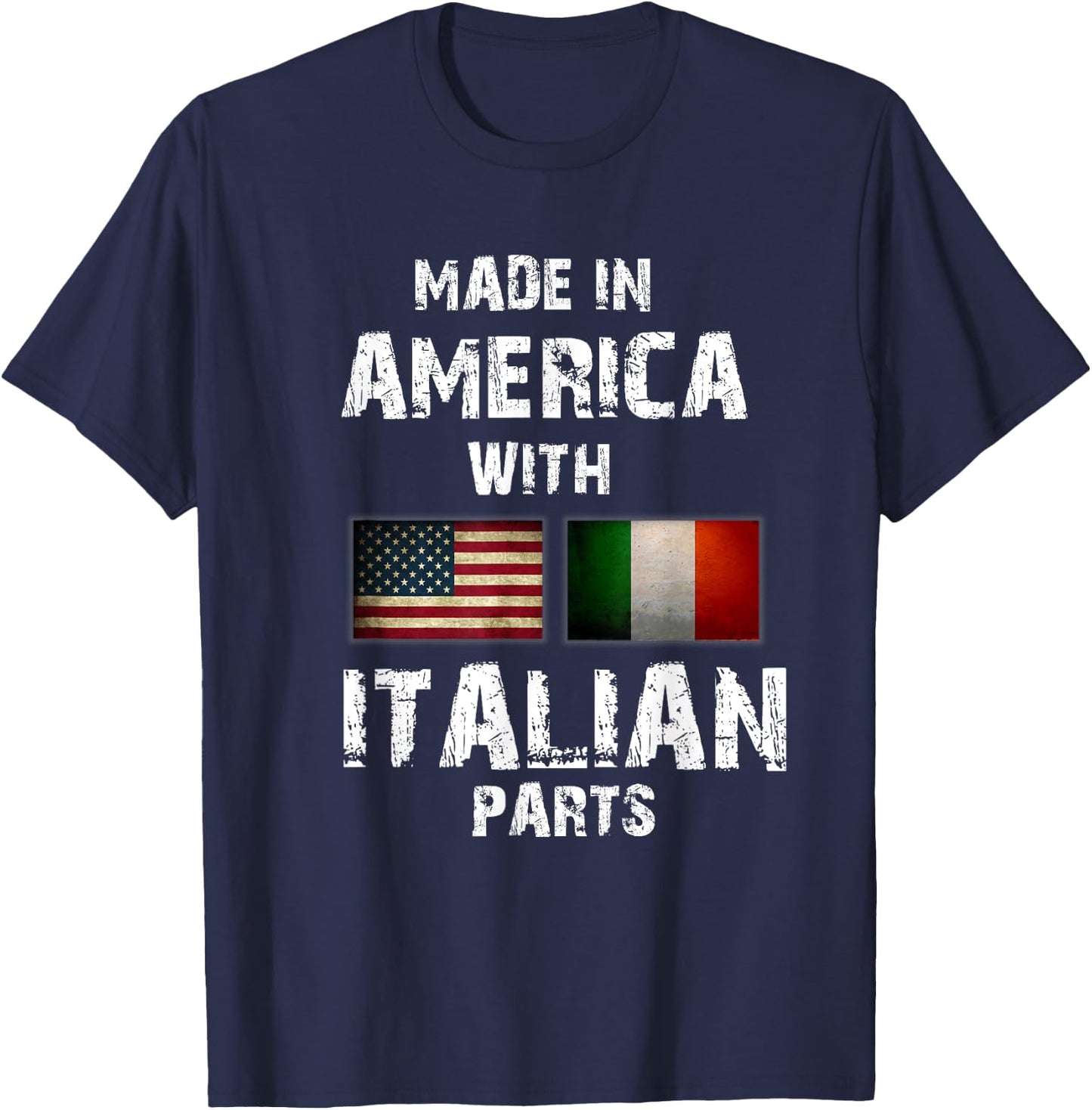 Made in America with Italian Parts Funny Gift Italy Flag T-Shirt - T-Shirt | Navy