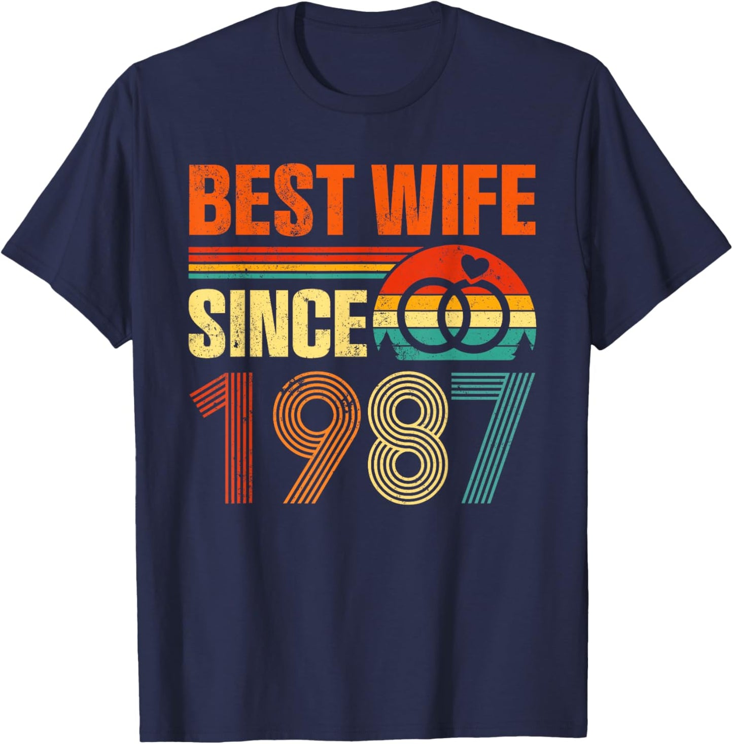 Vintage Distressed Best Wife Since 1987 39th Anniversary T-Shirt - T-Shirt | Navy