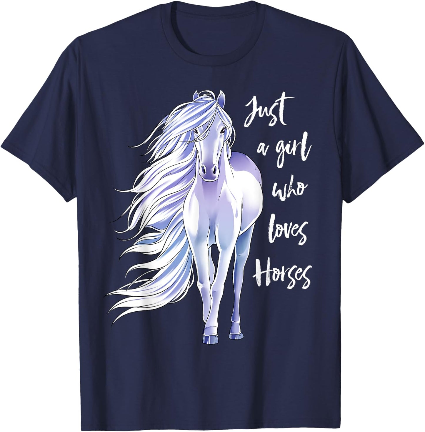Horse Just A Girl Who Loves Horseback Riding Equestrian Farm T-Shirt - T-Shirt | Navy
