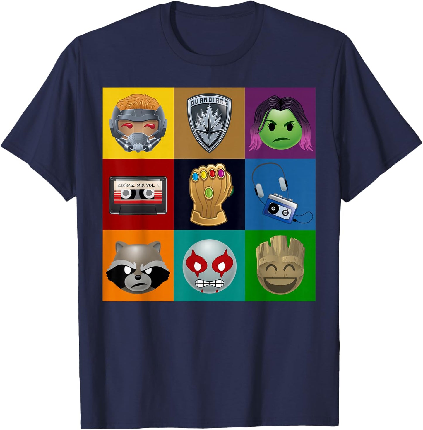 Marvel Guardians of The Galaxy Emoticon Graphic Small T-Shirt - T-Shirt | Navy
