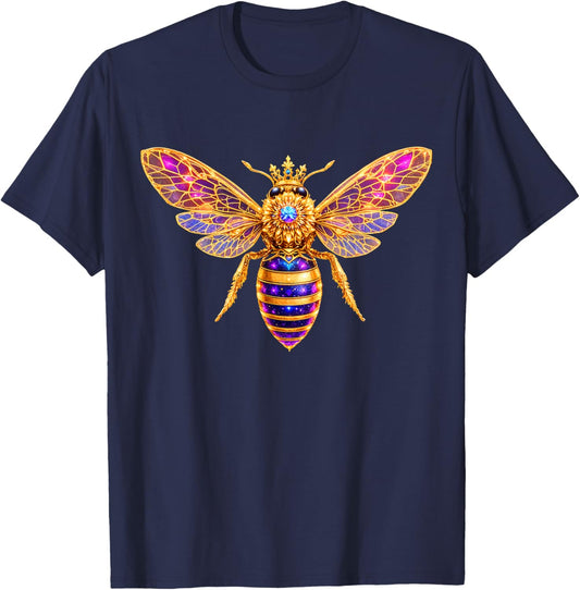 Queen Bee Crown Women Men Girls Honey Hive Bee Keeper Bee T-Shirt - T-Shirt | Navy