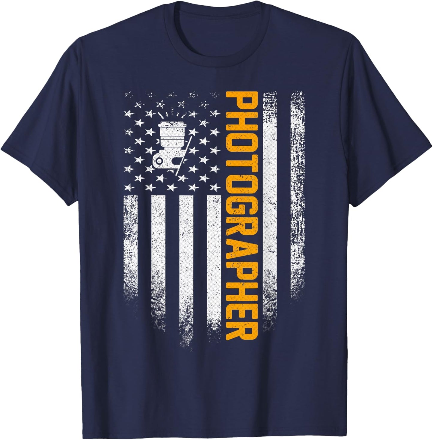 Vintage USA Photographer American Flag Photography Patriotic T-Shirt - T-Shirt | Navy