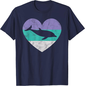 Dolphin Gift Shirt & Girls Retro Cute T-Shirt - T-Shirt | Navy