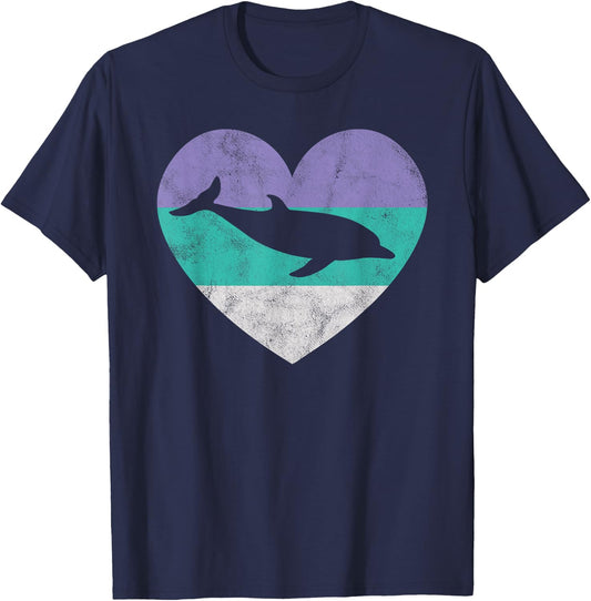Dolphin Gift Shirt & Girls Retro Cute T-Shirt - T-Shirt | Navy