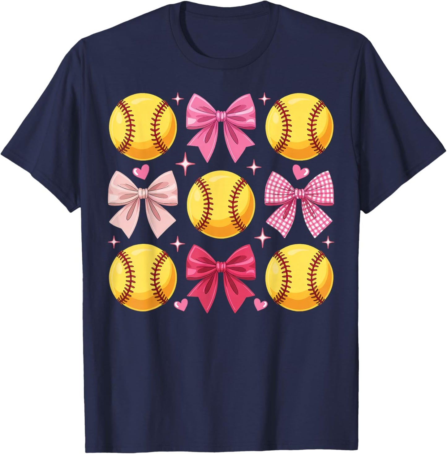 Girls Softball Pink Coquette Bow Softball Vibes Toddler T-Shirt - T-Shirt | Navy