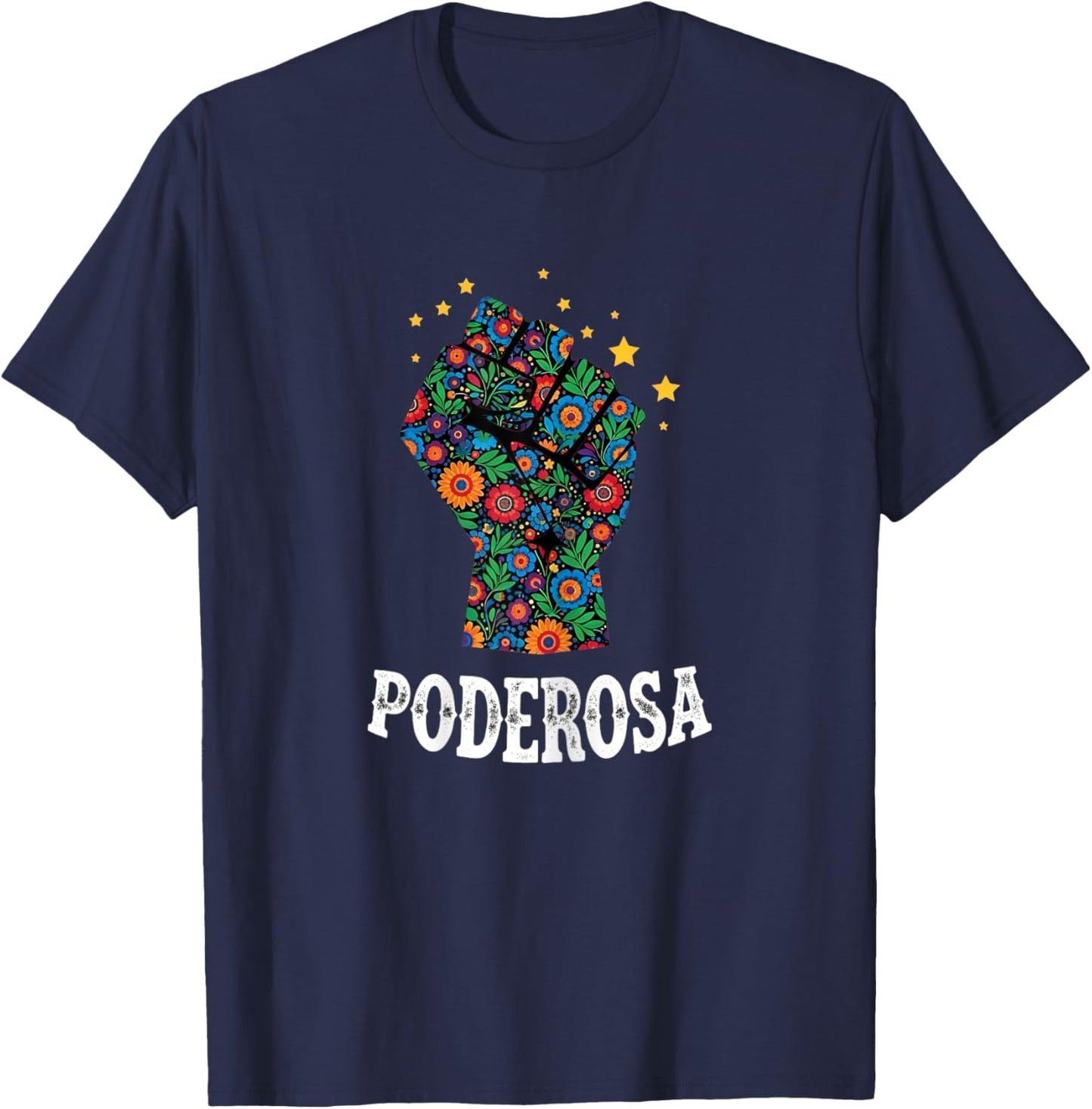 Poderosa Floral Fist Latina Feminist Hispanic Heritage Women T-Shirt - T-Shirt | Navy