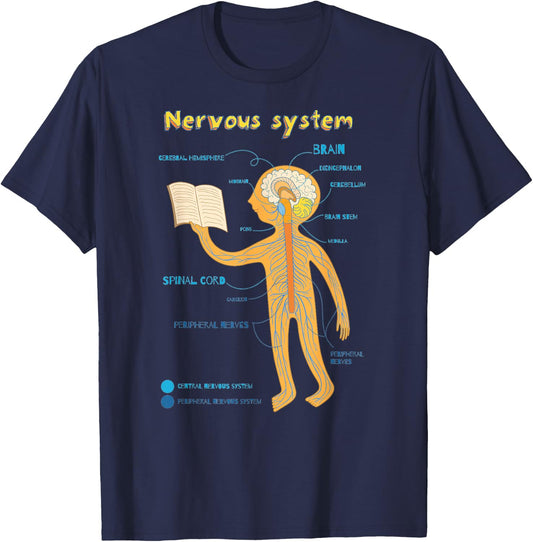 Human Nervous System - Cute Anatomy T-Shirt - T-Shirt | Navy