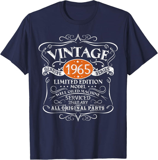 Vintage 1965 59th Birthday All Original Parts Design T-Shirt - T-Shirt | Navy