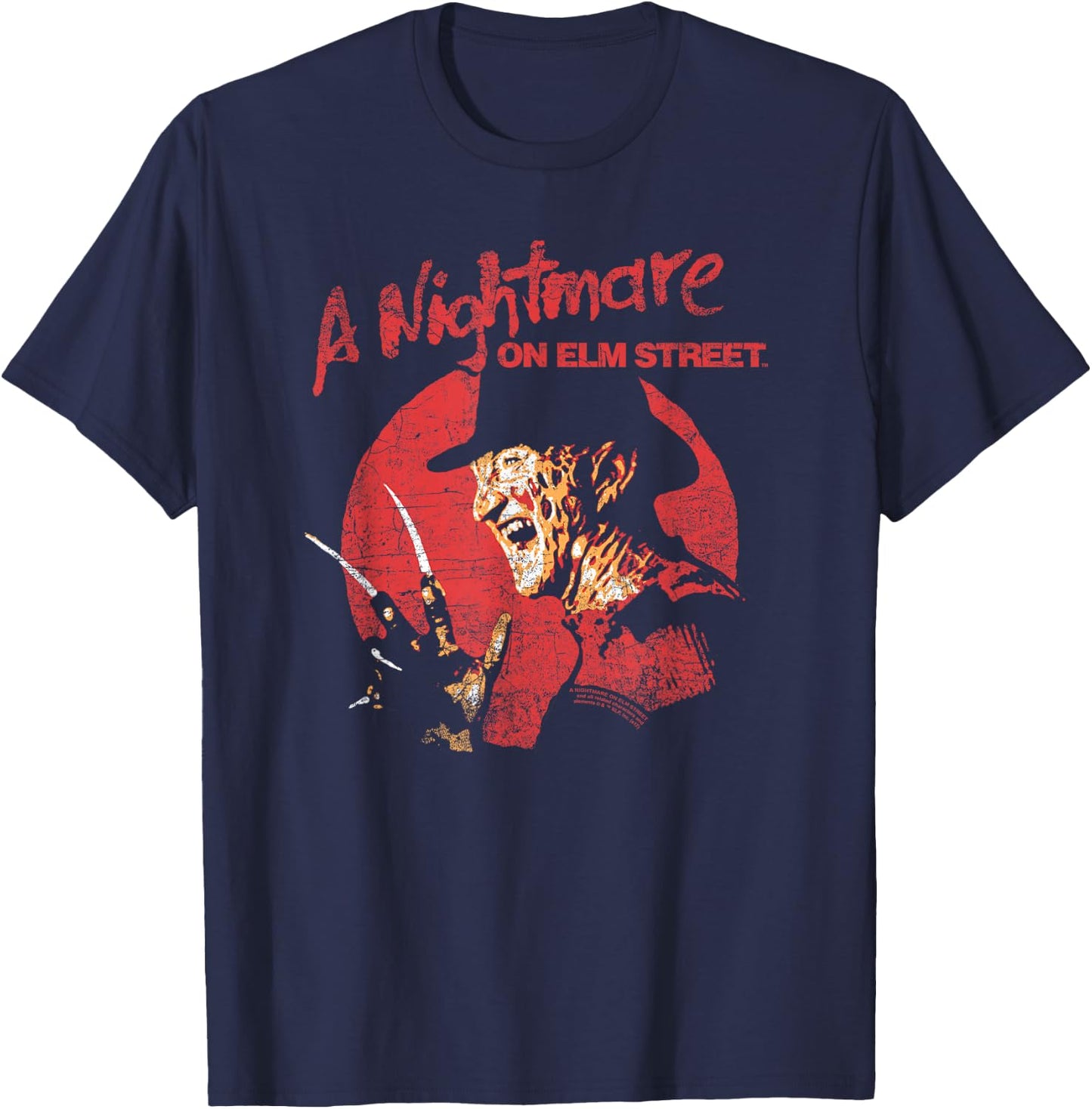 Nightmare on Elm Street Freddy Circle T-Shirt - T-Shirt | Navy