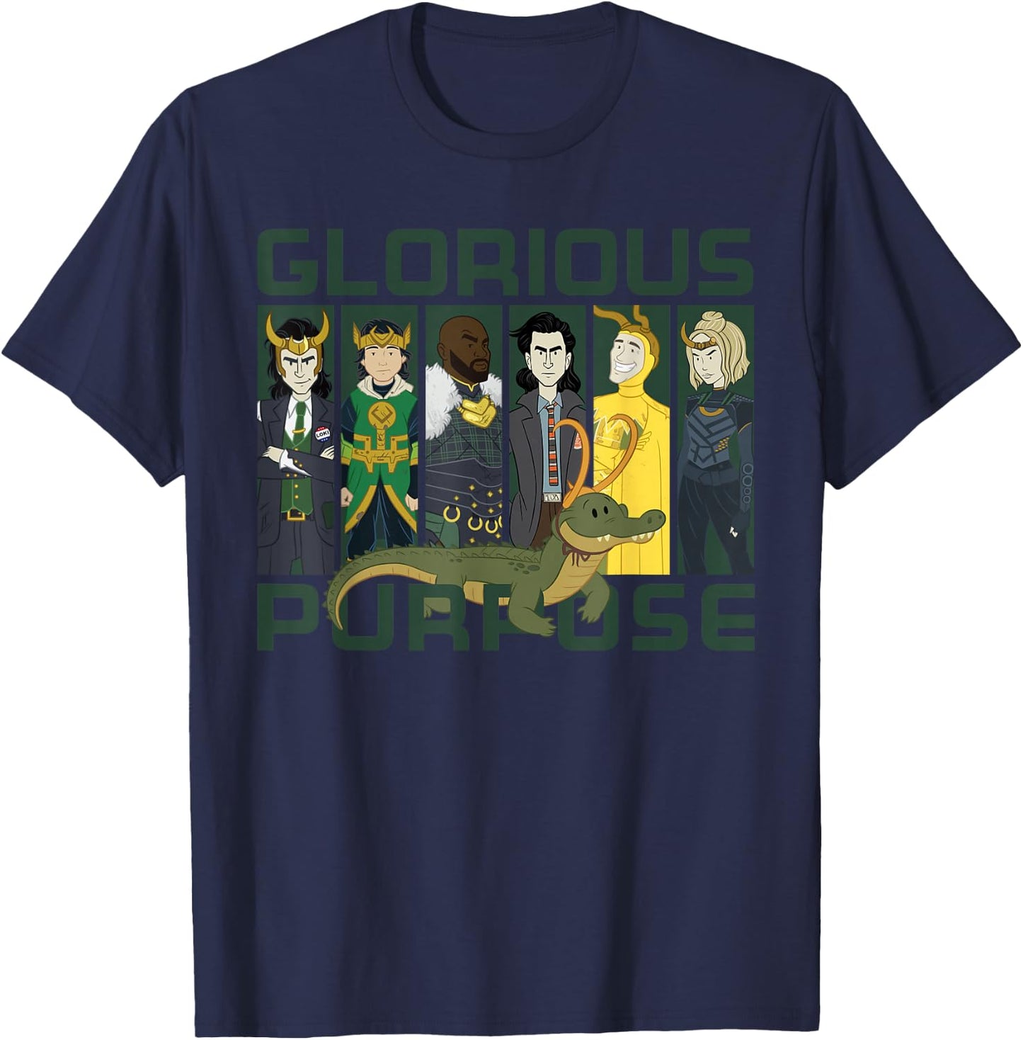 Marvel Loki Variants Alligator Loki Glorious Purpose Small T-Shirt - T-Shirt | Navy