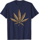 Cool Leopard Print Marijuana Leaf | Funny Animal Skin Gift T-Shirt - T-Shirt | Navy