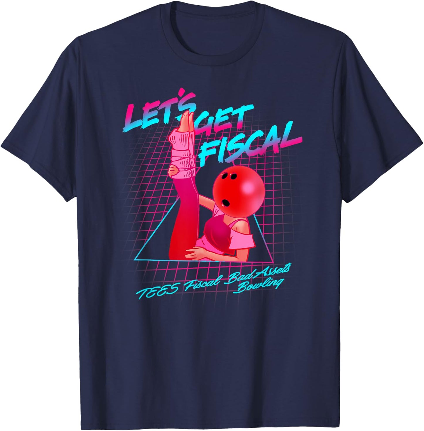 Let's Get Fiscal 1980's style Bowling T-Shirt - T-Shirt | Navy