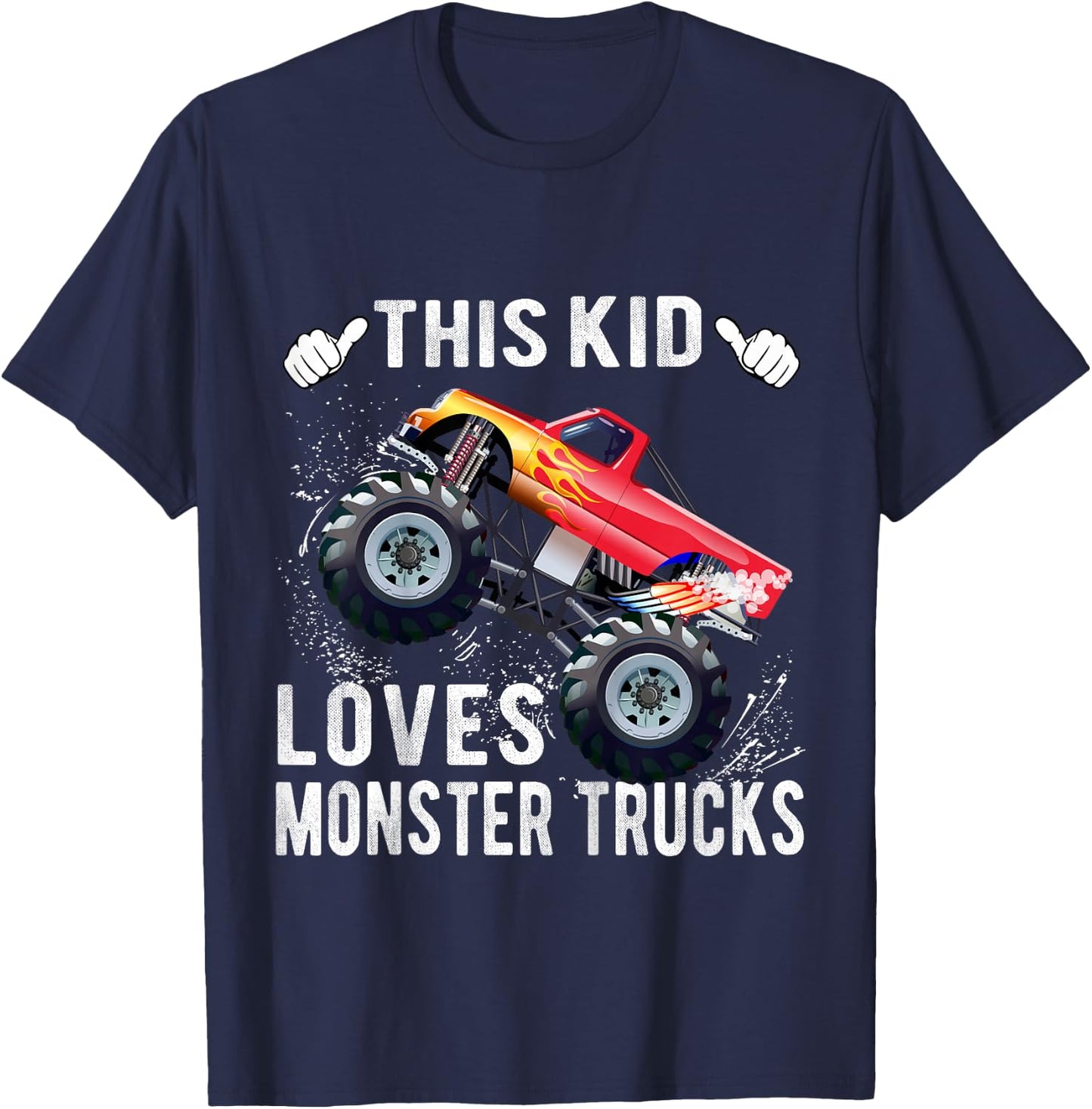 Kids This Kid Loves Monster Trucks Boys and Girls Gift T-Shirt - T-Shirt | Navy