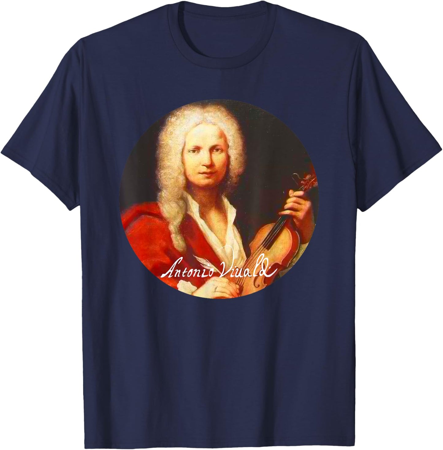 Antonio Lucio Vivaldi Composer Portrait T-Shirt - T-Shirt | Navy