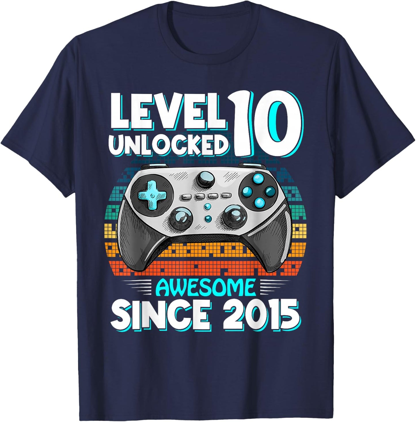 Level 10 Year Old Unlocked 10th Birthday Boy Video Gamer T-Shirt - T-Shirt | Navy