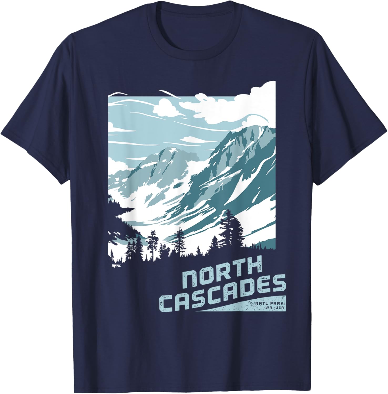 North Cascades National Park T shirt Washington Vintage Gift T-Shirt - T-Shirt | Navy