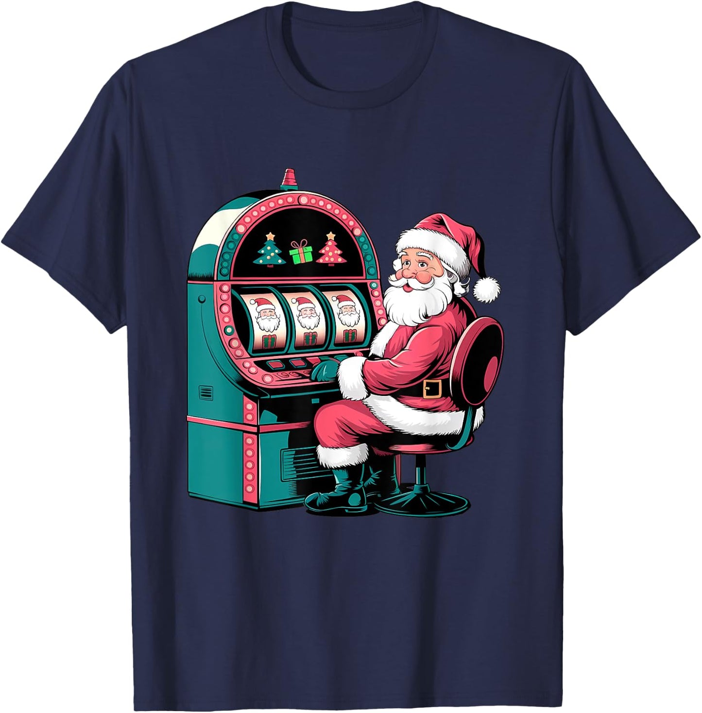 Santa Claus Slot Machine Christmas Slots T-Shirt - T-Shirt | Navy