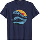 High Tides Good Vibes - Vintage Wave and Palm Tree T-Shirt - T-Shirt | Navy