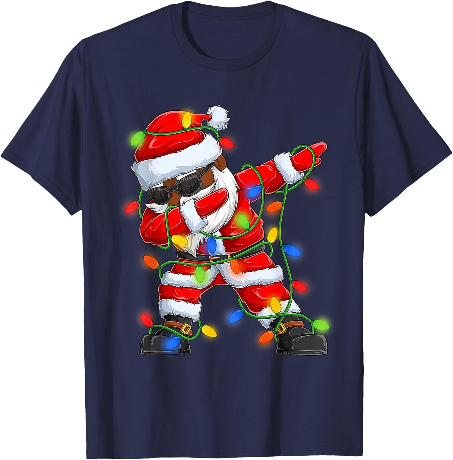Dabbing Santa Black African American Boys Men Christmas 2025 T-Shirt - T-Shirt | Navy